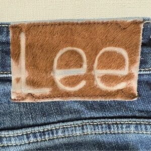Lee 101+ Heritage Jeans Hair-on-Hide Leather Patch  Blue Tonal Stitch size 29